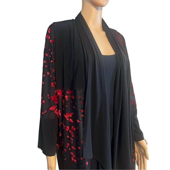 IC by Connie K Black Floral Knit Cardigan Sweater Size L Dillards - Picture 2 of 8